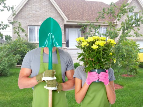 Person mowing a healthy green lawn
